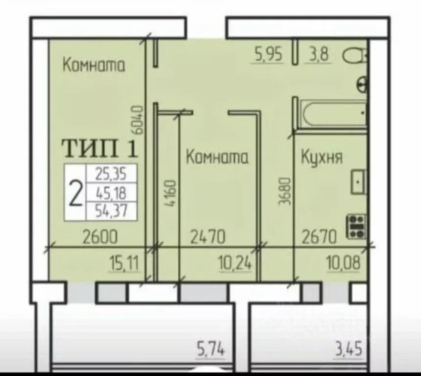 2-к кв. Коми, Сыктывкар ул. Карла Маркса, 131 (54.37 м) - Фото 0