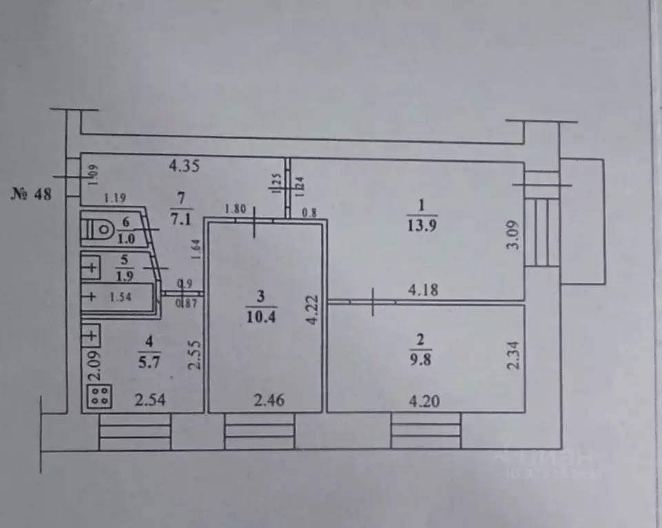 3-к кв. Саха (Якутия), Якутск ул. Можайского, 17/1 (49.8 м) - Фото 1