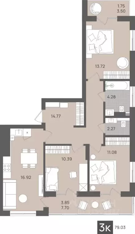 3-к кв. Калининградская область, Светлогорск Новая ул., 22к2 (79.03 м) - Фото 1