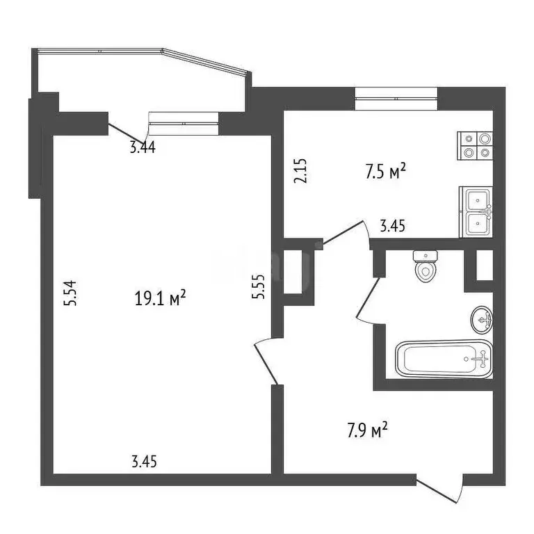 1-комнатная квартира: Москва, Смольная улица, 51к2 (38 м) - Фото 0