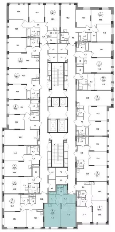 Квартира, 1 комната, 46.6 м - Фото 2