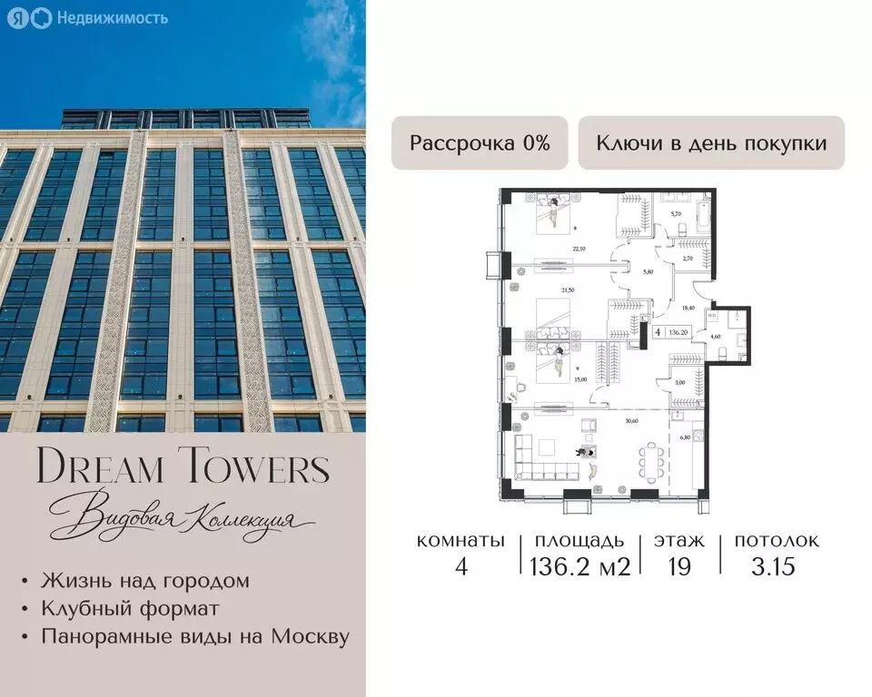 4-комнатная квартира: Москва, проспект Андропова, 9/1к1 (136.2 м) - Фото 1