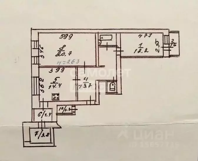 2-к кв. Омская область, Омск пос. Амурский, ул. Багратиона, 94 (72.7 ... - Фото 2