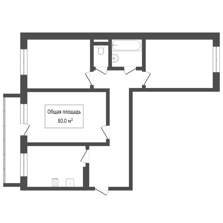 3-комнатная квартира: Томск, Ленская улица, 12 (76.9 м) - Фото 1