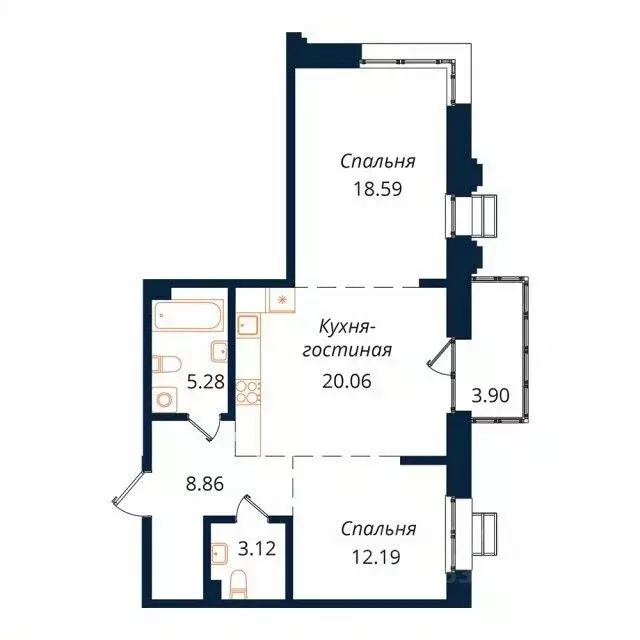 2-к кв. Иркутская область, Иркутск Байкальская ул., 246Б (71.1 м) - Фото 0