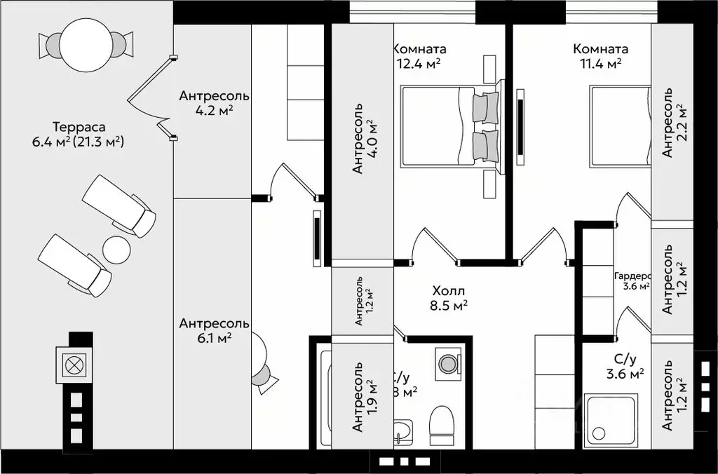 3-к кв. Калининградская область, Гурьевск Пражский жилой комплекс ... - Фото 2