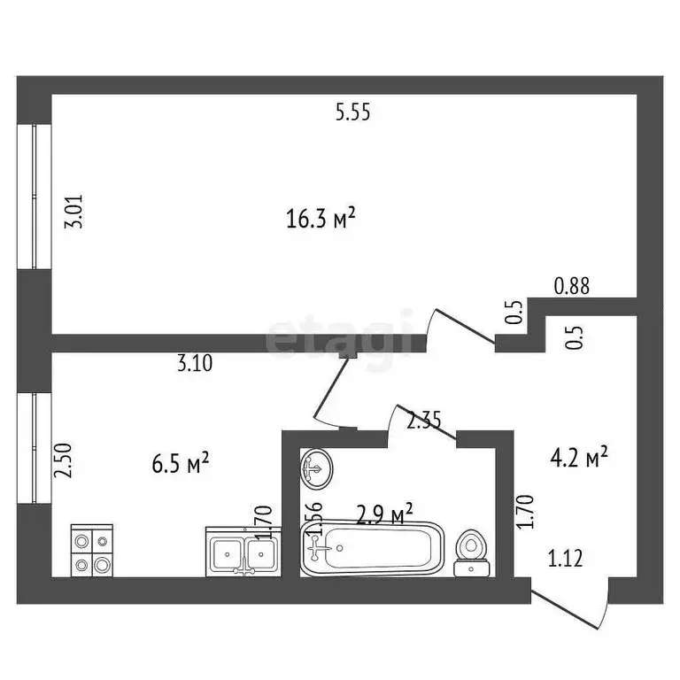 1-комнатная квартира: Стерлитамак, улица Худайбердина, 117 (29 м) - Фото 1
