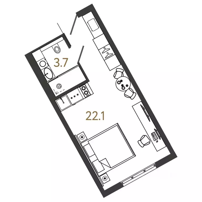 Студия Санкт-Петербург Ташкентская ул., 6к2 (25.8 м) - Фото 0