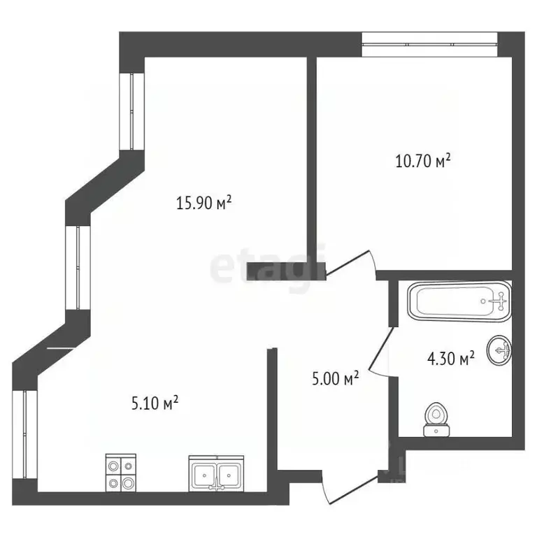 1-к кв. Тюменская область, Тюмень ул. Новоселов, 96 (41.0 м) - Фото 1