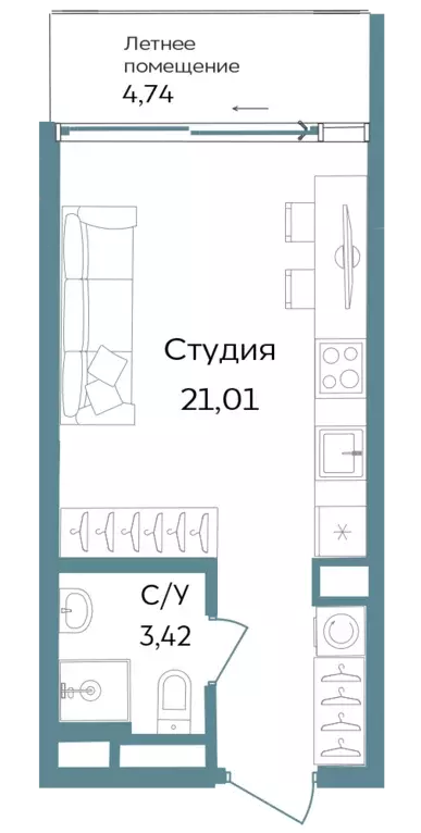 квартира-студия, 29.17 м - Фото 0