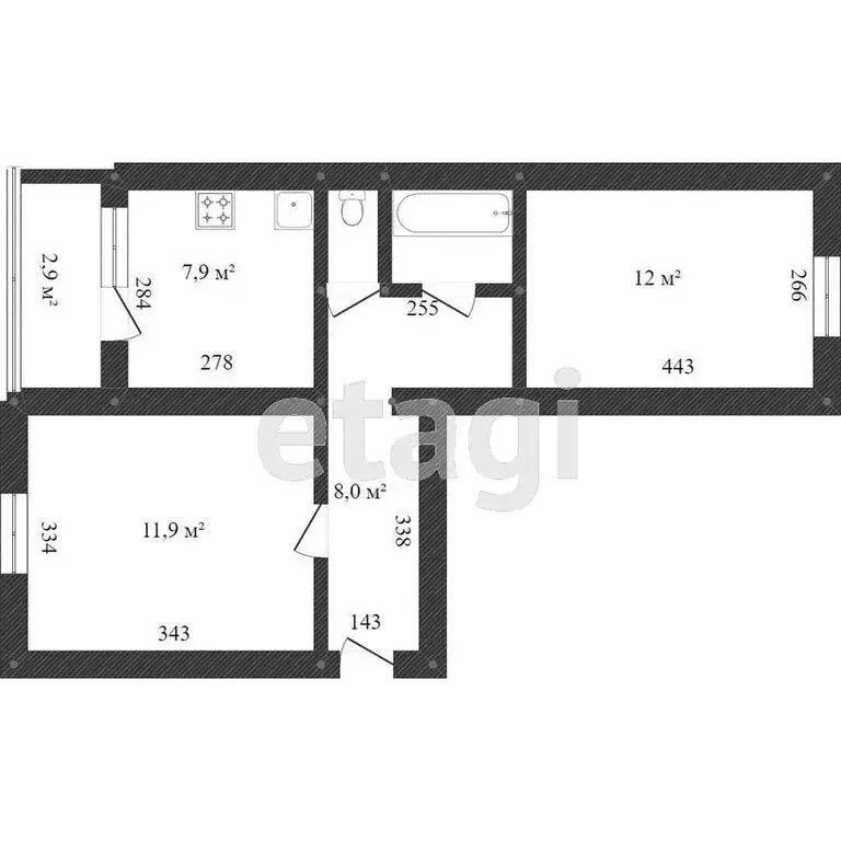 2-комнатная квартира: Ишим, улица Порфирьева, 14 (47.3 м) - Фото 1
