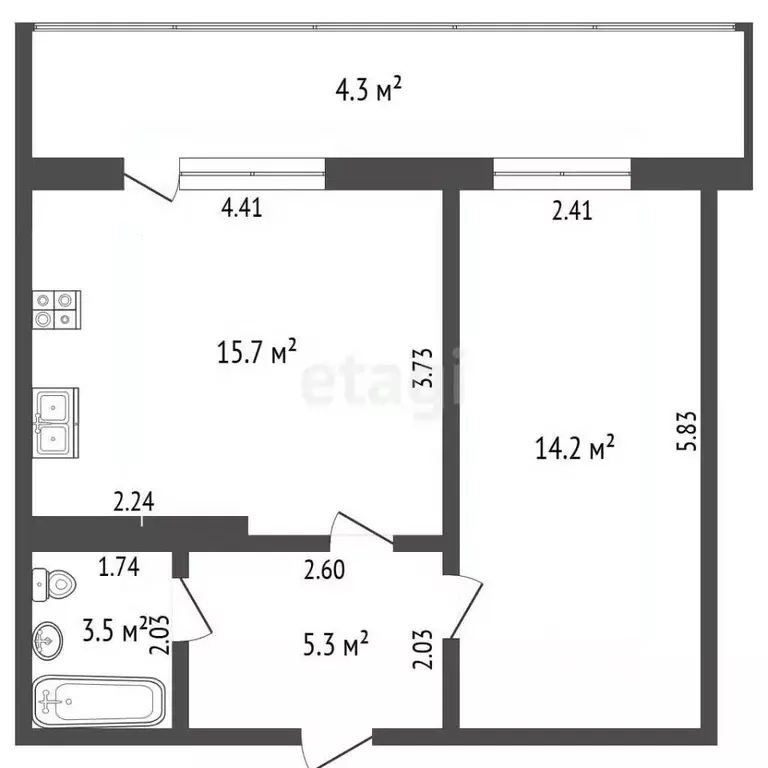 1-к кв. Татарстан, Набережные Челны ул. Аделя Кутуя, 18 (42.0 м) - Фото 2