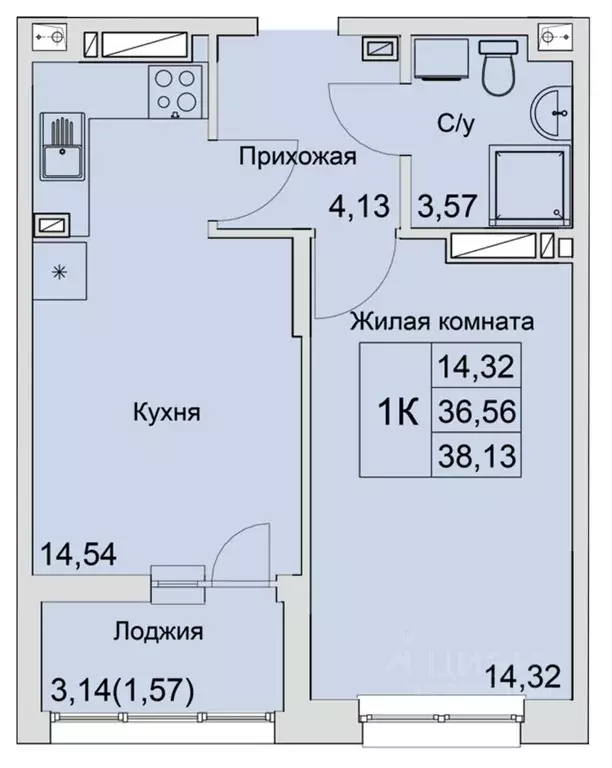 1-к кв. Ростовская область, Батайск  (38.13 м) - Фото 0