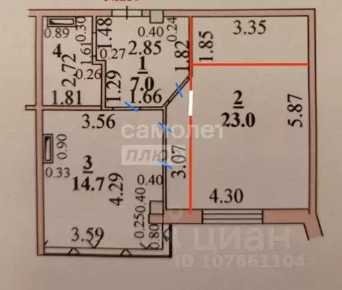 1-к кв. Липецкая область, Липецк ул. Леонтия Кривенкова, 35 (48.9 м) - Фото 2