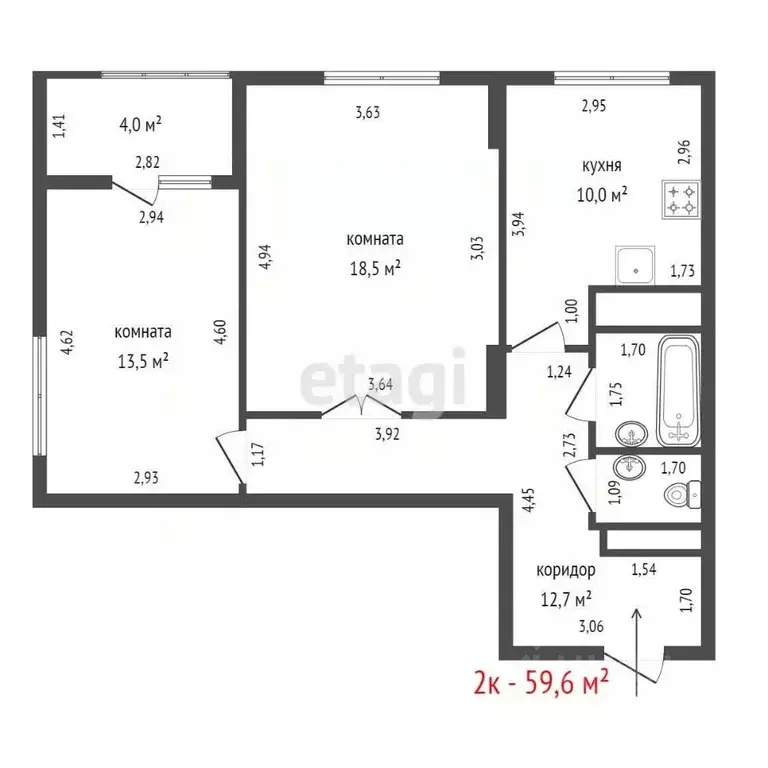 2-к кв. Свердловская область, Екатеринбург просп. Академика Сахарова, ... - Фото 2
