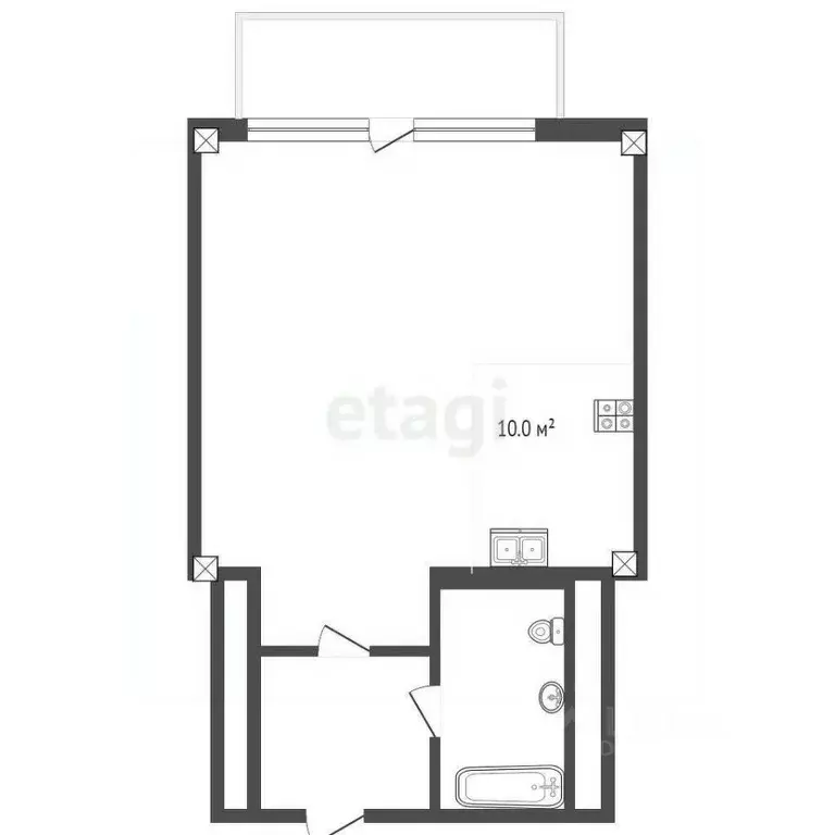 Студия Севастополь ул. Пляж Омега, 39с1 (45.68 м) - Фото 1