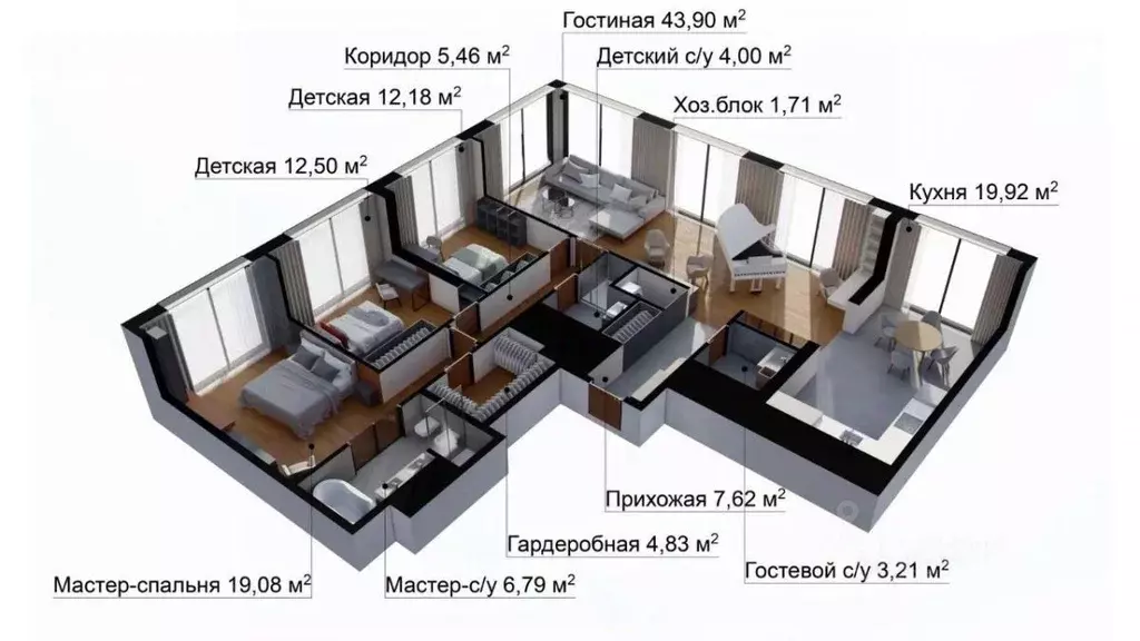 4-к кв. Москва Багратионовский проезд, 5Ак1 (145.0 м) - Фото 1