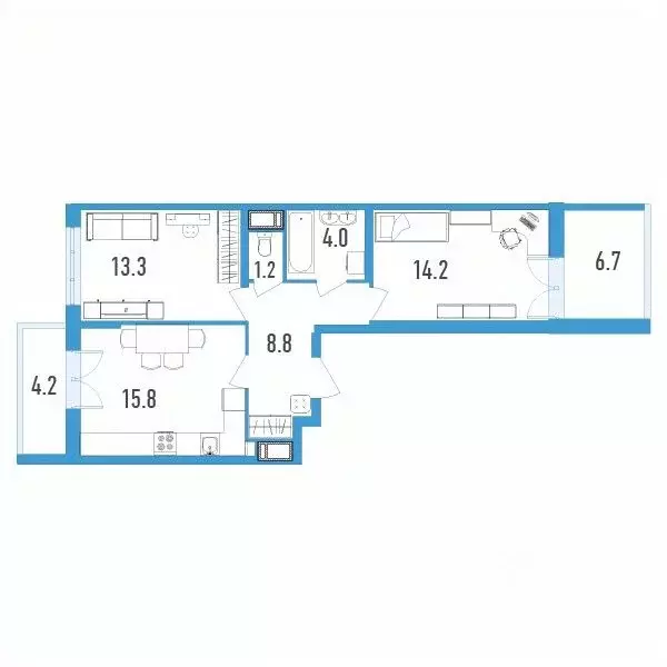 2-к кв. Санкт-Петербург ул. Вадима Шефнера, 4 (62.8 м) - Фото 0