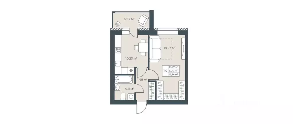 1-к кв. Нижегородская область, Выкса инженера Шухова кв-л,  (41.74 м) - Фото 1