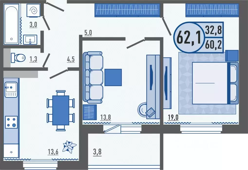 2-к кв. Орловская область, Орловский район, д. Образцово ул. Николая ... - Фото 1