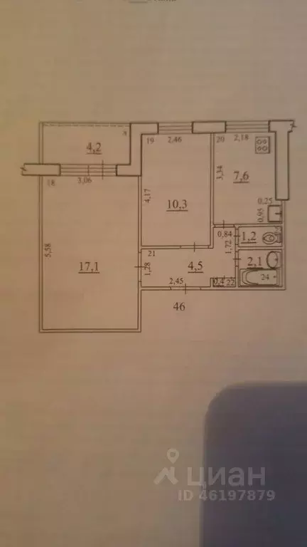 2-к кв. Самарская область, Самара просп. Карла Маркса, 482 (43.2 м) - Фото 2