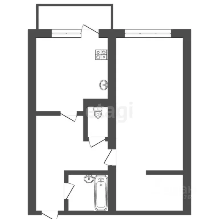 1-к кв. Иркутская область, Ангарск 17-й мкр, 21 (33.0 м) - Фото 1