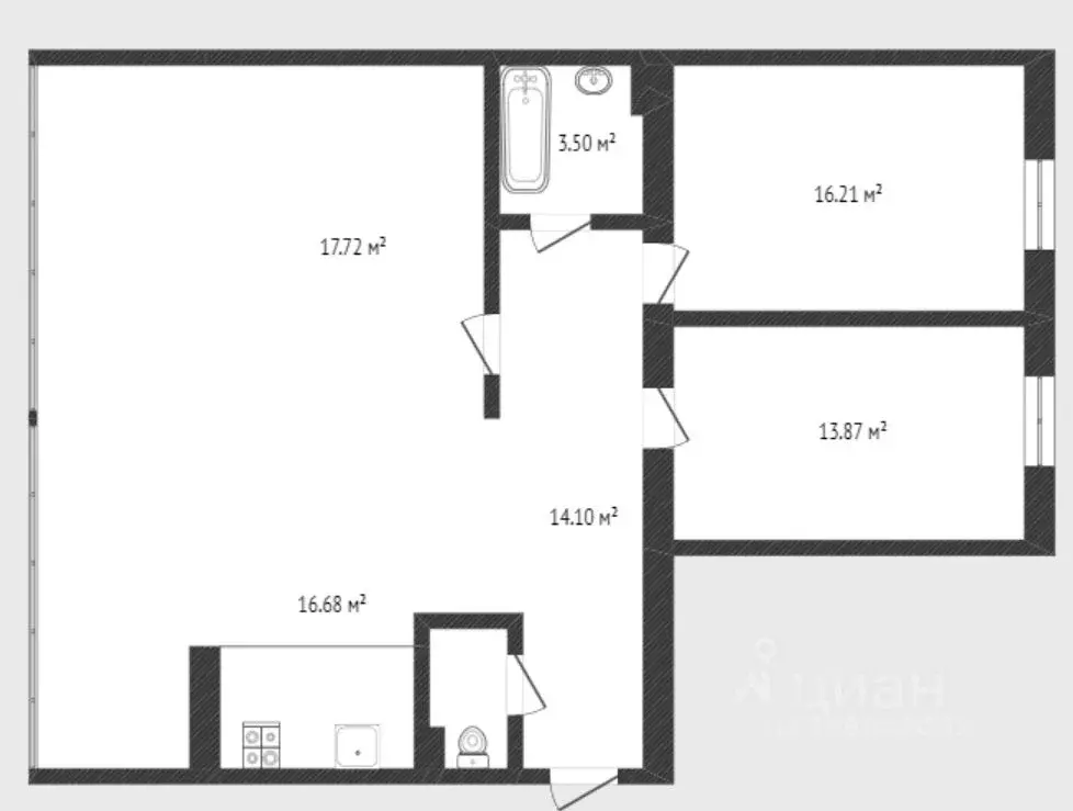 3-к кв. Тюменская область, Тюмень Кремлевская ул., 102 (83.0 м) - Фото 0