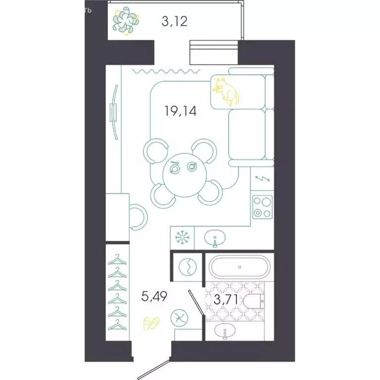 Квартира-студия: Пенза, Колышлейская улица, 7 (29.9 м) - Фото 1