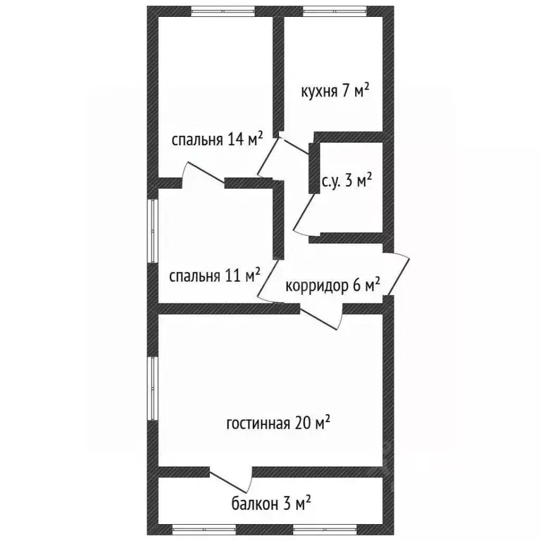 3-к кв. Адыгея, Майкоп Комсомольская ул., 236 (61.1 м) - Фото 2