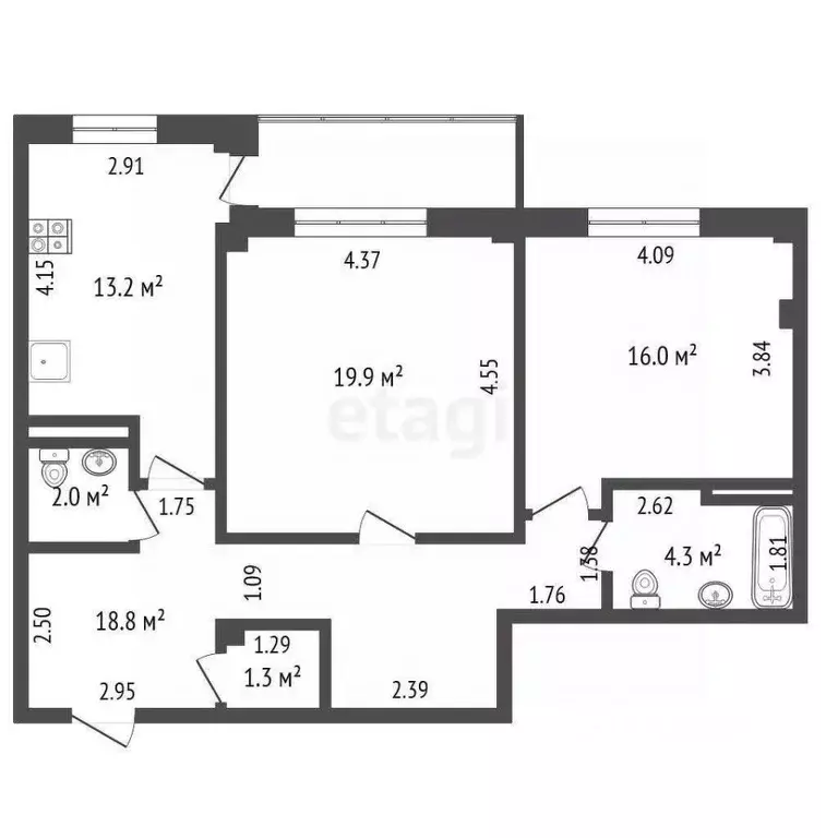 2-к кв. Саха (Якутия), Якутск ул. Федора Попова, 16/6 (75.5 м) - Фото 2