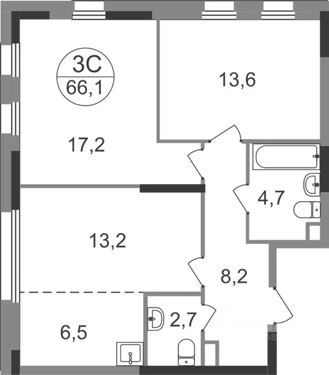3-к кв. Москва Переделкино Ближнее мкр, 13-й кв-л,  (66.1 м) - Фото 0