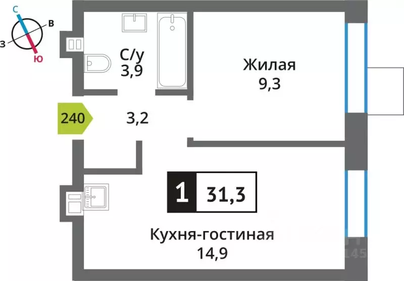 Студия Московская область, Красногорск Опалиха мкр, Никольский Квартал ... - Фото 1