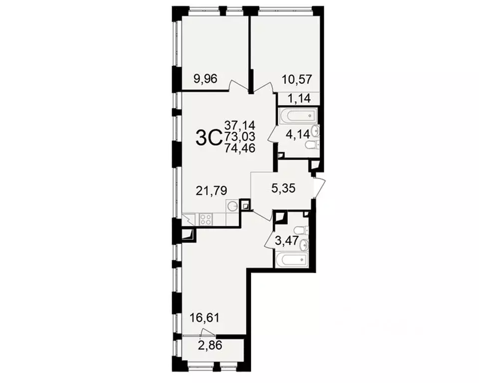 3-к кв. Рязанская область, Рязань ул. Чкалова (73.03 м) - Фото 1