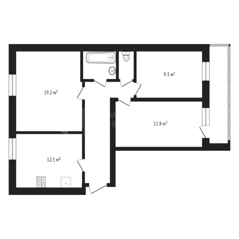 3-к кв. Тюменская область, Тюмень ул. Белинского, 1а (68.7 м) - Фото 1