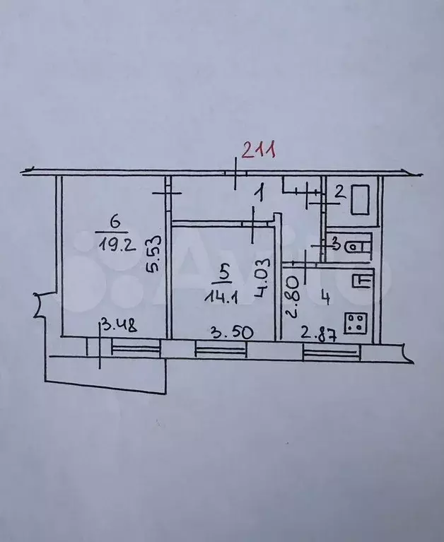 2-к. квартира, 53,4 м, 8/9 эт. - Фото 0
