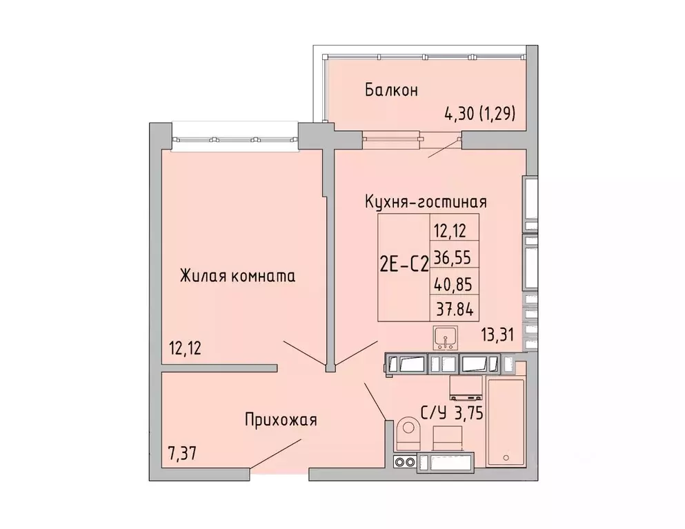 2-к кв. Ростовская область, Батайск ул. Луначарского, 180А (37.84 м) - Фото 0