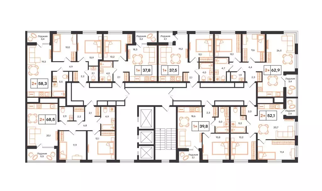 2-комнатная квартира: Тюмень, микрорайон ДОК (68.5 м) - Фото 2