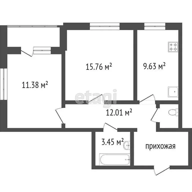 2-комнатная квартира: Тобольск, 10-й микрорайон, 72 (54.1 м) - Фото 1