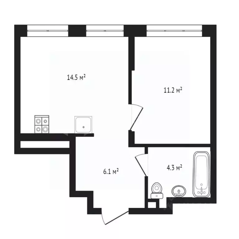 1-к кв. Тюменская область, Тюмень ул. Андрея Кореневского, 11 (37.0 м) - Фото 1