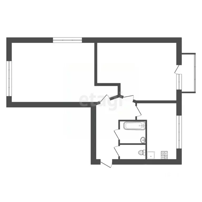 2-к кв. Калужская область, Балабаново Боровский район, Московская ул., ... - Фото 2