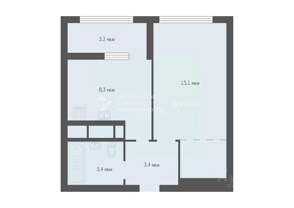 1-к кв. Рязанская область, Рязань Шереметьевская ул., 10к3 (30.1 м) - Фото 2