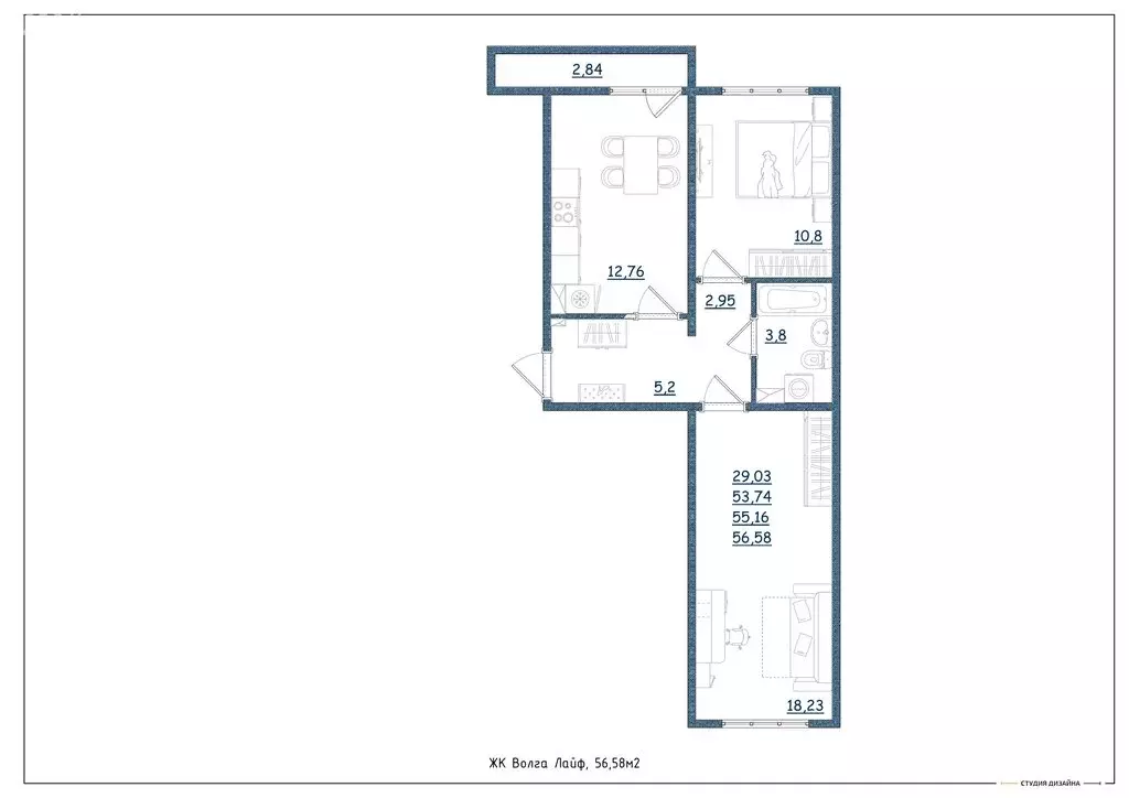 2-комнатная квартира: Тверь, Новочеркасская улица, 49 (56.58 м) - Фото 2