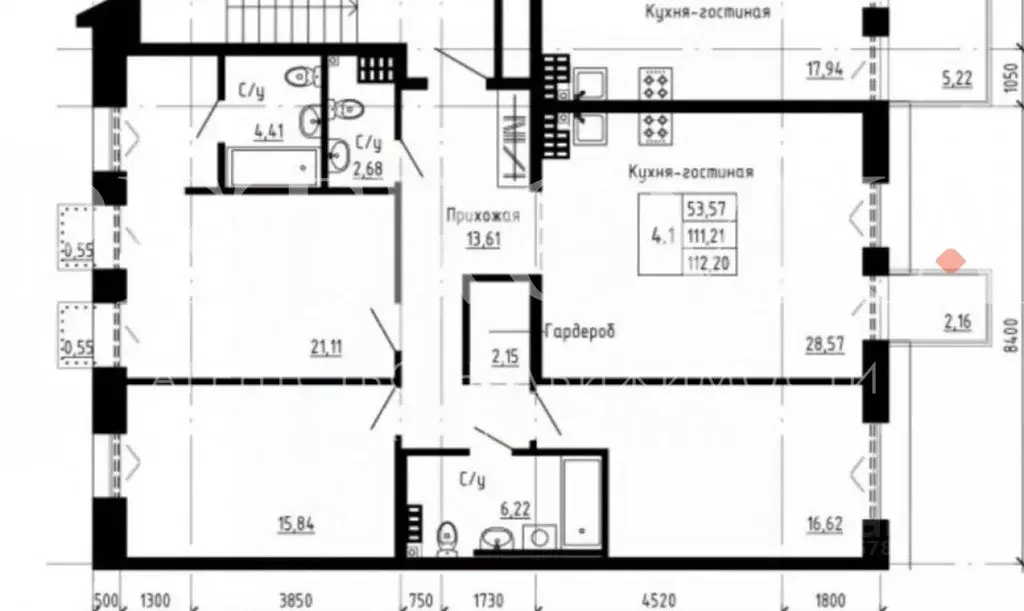 4-к кв. Санкт-Петербург Империал Клаб жилой комплекс (111.21 м) - Фото 2