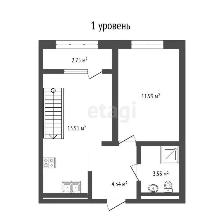 1-комнатная квартира: Рощино, улица Александра Федоровича, 6 (33.5 м) - Фото 1