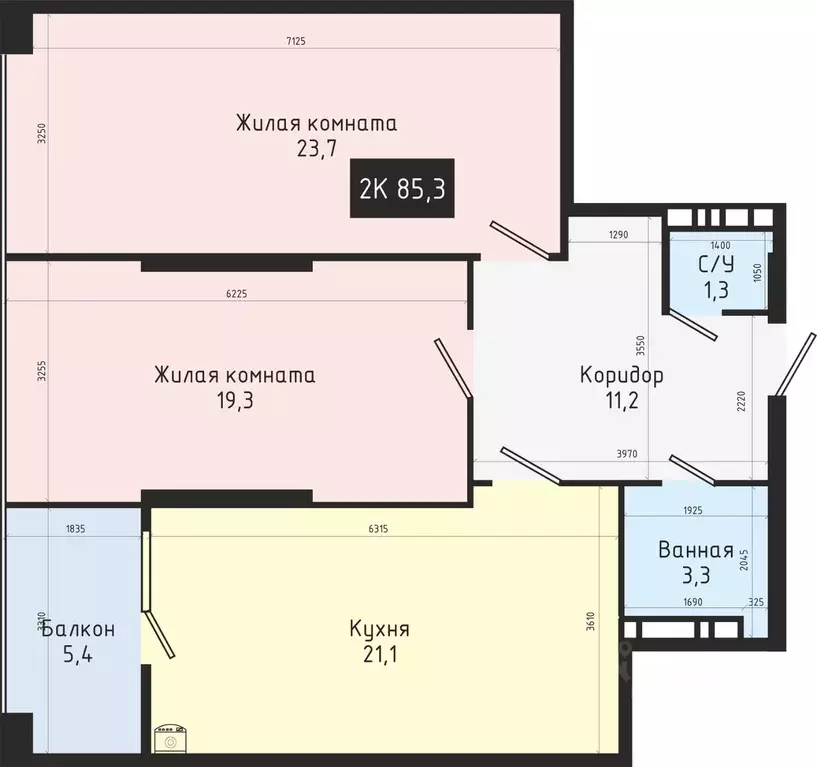 2-к кв. Ставропольский край, Ставрополь № 28 мкр,  (85.3 м) - Фото 1