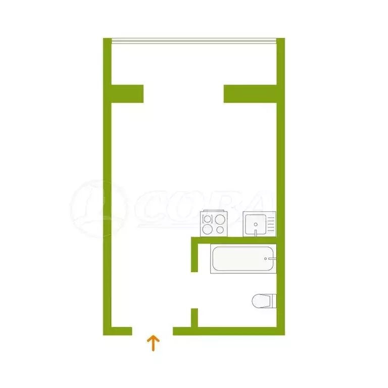 Квартира-студия: Тюмень, Олимпийская улица, 22 (15 м) - Фото 2