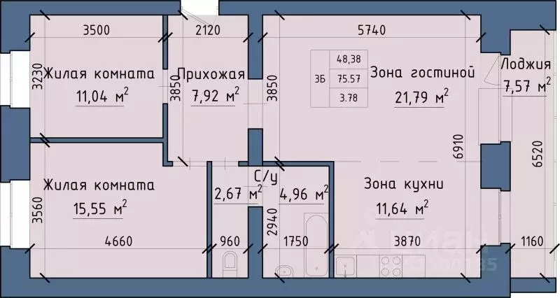 3-к кв. Хакасия, Абакан ул. Авиаторов, 1Д (79.35 м) - Фото 1