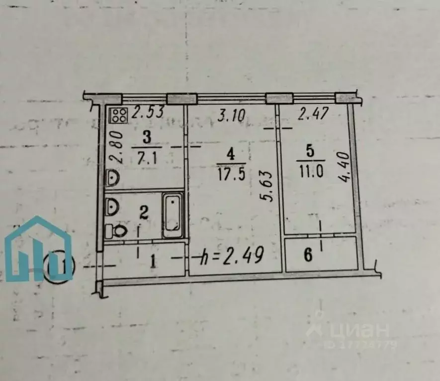 2-к кв. Омская область, Омск Краснознаменная ул., 2В (44.9 м) - Фото 2
