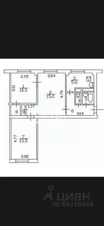 3-к кв. Санкт-Петербург, Санкт-Петербург, Колпино Павловская ул., 27 ... - Фото 2