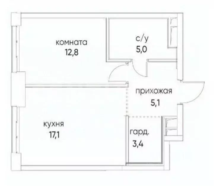 1-к кв. Москва ул. Нижние Мневники, 16к5 (43.4 м) - Фото 2